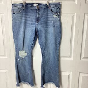 Lane Bryant Distressed Jeans Mid-Rise Flare Signature Fit Flex Magic 28